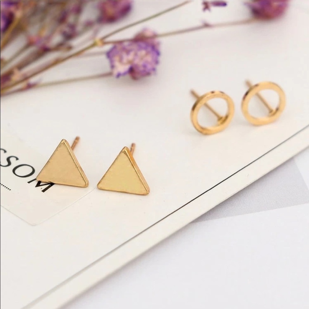 Geometric stud earrings (4pc) - Picture 4 of 6